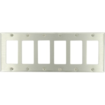 84436-40 6-Gang Decora/GFCI Device Decora Wallplate, Device Mount, Stainless Steel