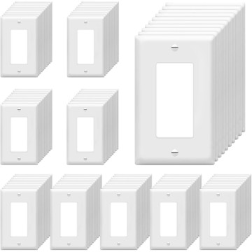 Decorator Light Switch or Receptacle Outlet Wall Plate, Gloss Finish, Size 1-Gang 4.50" x 2.76", Unbreakable Polycarbonate Thermoplastic, UL Listed, 8831-W-40PCS, White (40 Pack)