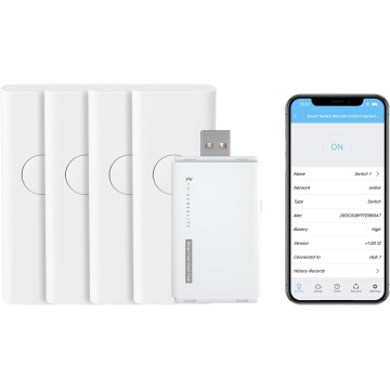 Smart Switch 4 Pack with Zigbee Hub - 4 Smart Switch and 1 Hub,Toggle/Rocker, No Wiring Needed. 2.4GHz WiFi Compatible with Alexa and Google Home.