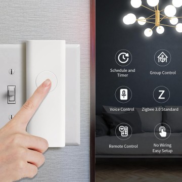 Smart Switch 4 Pack with Zigbee Hub - 4 Smart Switch and 1 Hub,Toggle/Rocker, No Wiring Needed. 2.4GHz WiFi Compatible with Alexa and Google Home.