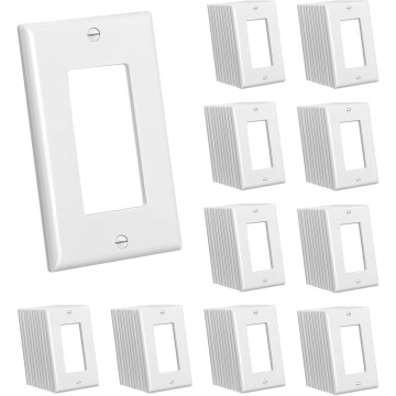 Decorator Wall Plates, 100 Pack Electrical Outlet Receptacle Covers, 1-Gang Switch Plates, Standard Size 2.76” x 4.5”, Impact Resistant, UL Listed, White, Gloss Finish, Contractor Pack